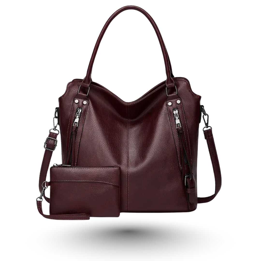 HELENA - Grand Sac à Main de Cours Multipoches avec Pochette